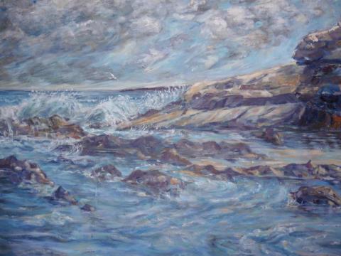 Painted seascape by Kath Hughes