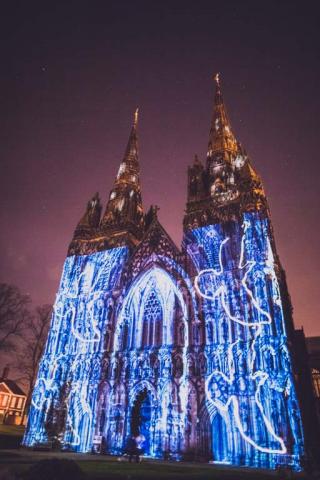 Luxmuralis projection at Litchfield Cathedral 2015