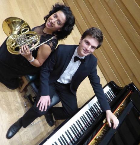 Amy Thakurdas (horn) and Felix Tennie (piano)