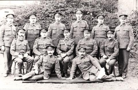 Male nurses in military uniform at the Ashhurst War Hospital in Littlemore, for the treatment of shellshock; image courtesy of John Stewart