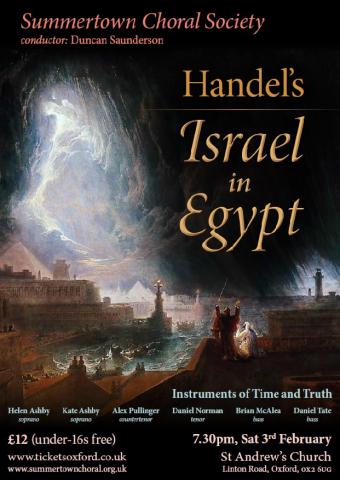 Concert poster for Summertown Choral Society's performance of Handel's Israel in Egypt