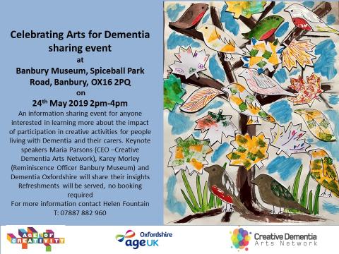 Poster for Celebrating Arts for Dementia event 
