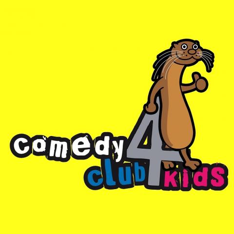 Comedy Club 4 Kids logo against bright yellow background