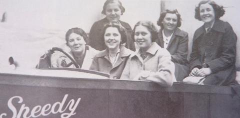 Staff of Bennett's Laundry, St Ebbe's, on a works outing in 1937