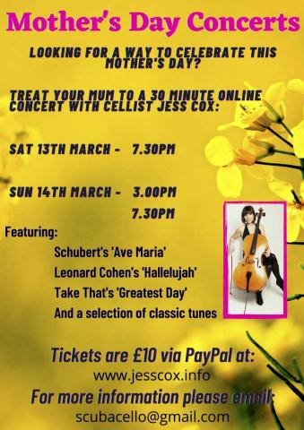 Mother's Day Concerts - 13th & 14th March 2021