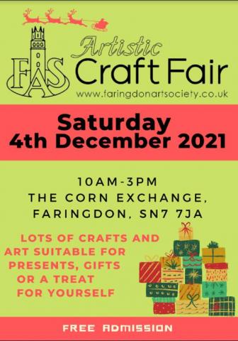 Faringdon Art Society Artistic Craft Fair for Christmas on 4th December, at the Corn Exchange, Faringdon, SN7 7JA