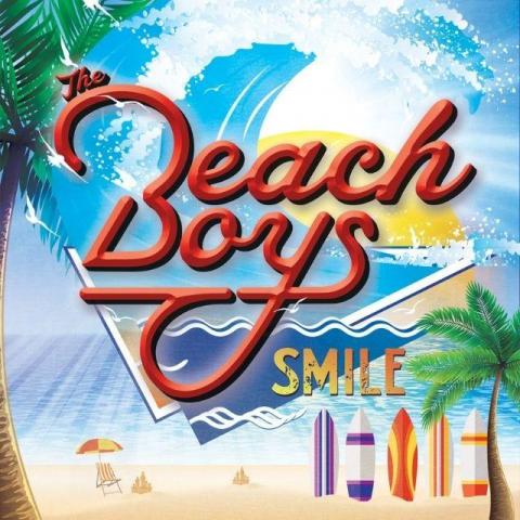 Image says Beach Boys Smile with an image of surfing waves and accompanying boards