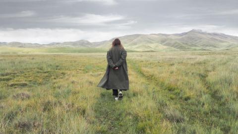 woman walking on moors
