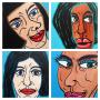 Women's Faces- Acrylic on Canvas - 13x18cm each