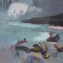 Beach Sculpture, Sennen Cove, oil on canvas 800 x 800mm