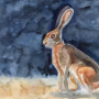 Hare watercolour painting by artist Amy Letts